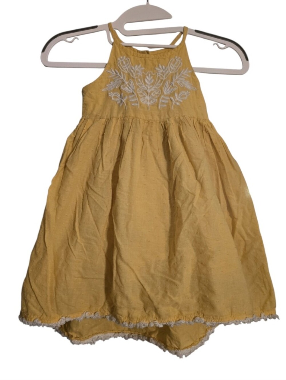 Tahari Toddler Yellow Embroidered Bohemian Sundress Size 4T In EUC